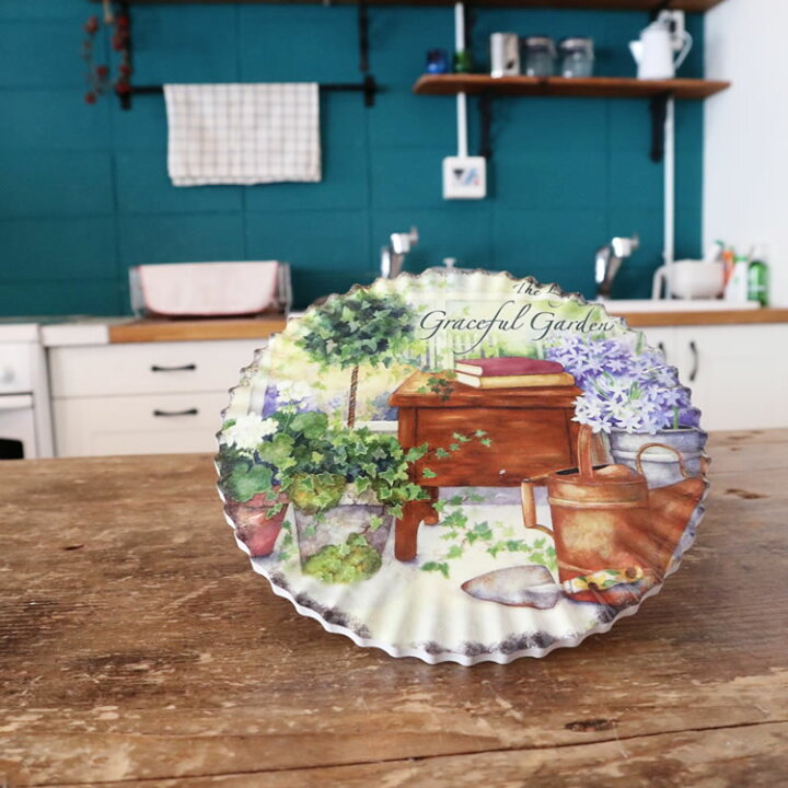 楽天市場 陶器の鍋敷き グレイスフルガーデン イラストタッチのかわいい絵柄 キッチン雑貨 17cm インテリア コルク オシャレ ポットスタンド 輸入雑貨 イエ