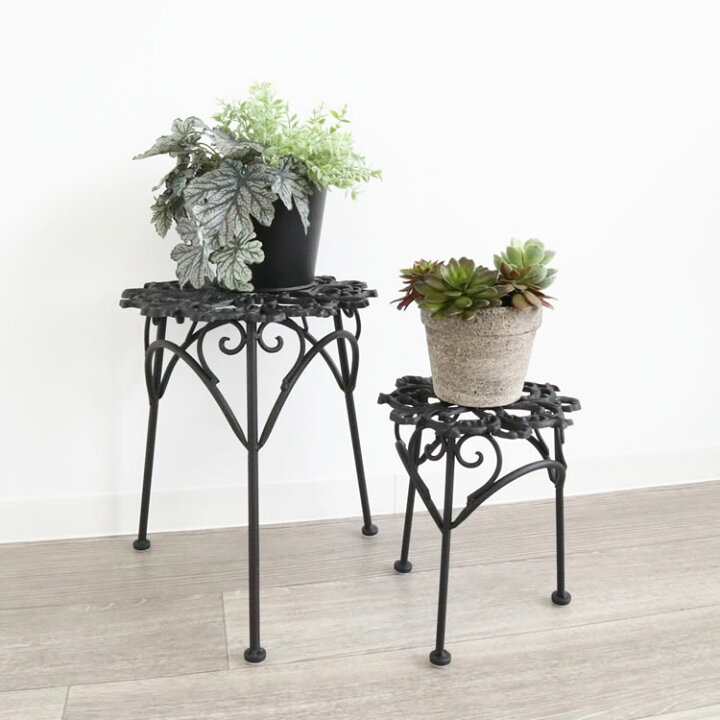 フラワースタンド アイアン 花台 観葉植物 おしゃれ 2個セット 玄関 カダイ ベランダ 玄関ポーチ 野外 鉢花 玄関先 花置き 鉢置きベランダ ガーデニング雑貨 屋外 ディスプレイ台 アンティーク調 園芸ラック