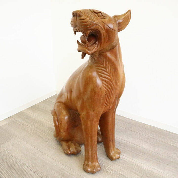 楽天市場】置物 トラ 大きい 木彫り オブジェ 動物 ディスプレイ 
