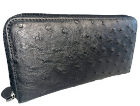 長財布 ラウンドファスナー型 オーストリッチ本革 フルポイント GUODI グォディ 1219 財布 サイフ さいふ 長財布 長札 ラウンドファスナー オーストリッチ 本革 レザー レディース メンズ 男女兼用