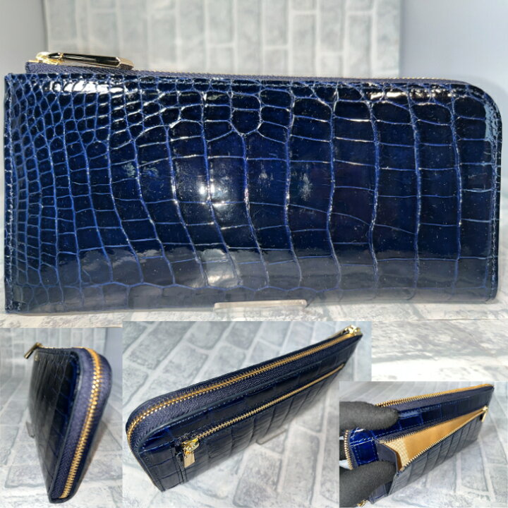 楽天市場】長財布 L字ファスナー型 クロコダイル本革 シャイニング 