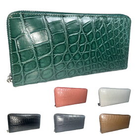 長財布 ラウンドファスナー 型 クロコダイル 本革 ギャルソン 型 小銭入れ レディース メンズ 【GUODI】NB7-W223 クロコ わに革 ワニ革 鰐革 財布 サイフ さいふ 男女兼用 ユニセックス