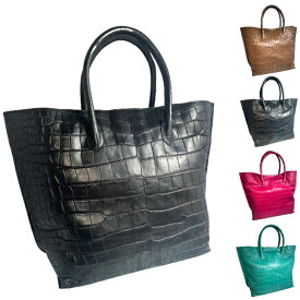 トートバッグ 2WAY クロコダイル 本革 ポロサス クロコ レディース メンズ 【GUODI】TK-10TB183 ワニ革 わに革 鰐革 バッグ BAG トート ユニセックス 男女兼用