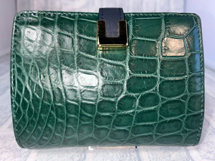 楽天市場】クロコダイル 本革 二つ折り財布 【GUODI】 グォディ Green  