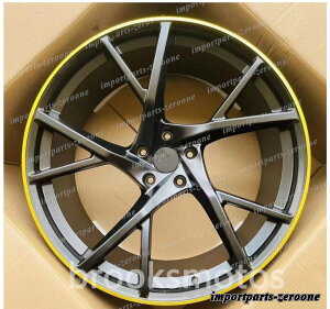22�C���` M STYLE �@SATIN BLACK YELLOW LINE�z�C�[���@�����{���M�[�j�@�E���X 22X10 22X11.5 4�{�Z�b�g�@-BRN-11399