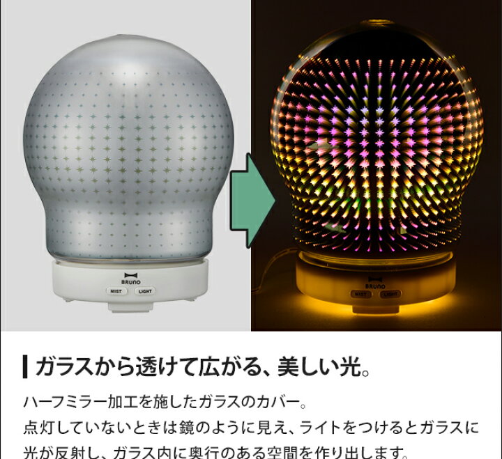楽天市場 アロマディフューザー Bruno ブルーノ リフレクトライトアロマディフューザー 超音波式アロマディフューザー アロマ加湿器 卓上 アロマランプ アロマオイル Boe057 セレクトショップ Aqua アクア