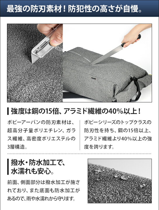 楽天市場 ミニポーチの特典あり バックパック リュック リュックサック Bobby Urban ボビー アーバン 防犯 防刃 耐刃 撥水 グッズ 大容量 メンズ レディース 旅行バッグ ビジネスバッグ Xd Design セレクトショップ Aqua アクア