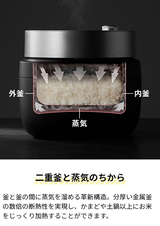 バルミューダ ザ ゴハン 3合炊き電気炊飯器 BALMUDA The Gohan K03A 
