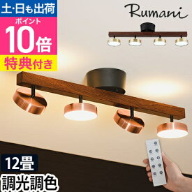 ルマーニ 【選べる豪華特典】 LEDシーリングライト 4 シーリングライト ASP-810 ライト スポットライト LED カフェ風 カフェ 高級感 北欧 木目 リビング 寝室 間接照明 照明 明るい 調光 調色 電球色 昼光色 常夜灯 リモコン 6畳 8畳 10畳 12畳 Rumani 4 Ceiling Light