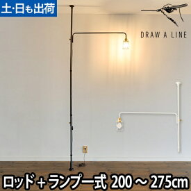 フロアライト ドローアライン 3点セット 003テンションロッドC ＋ 202ランプアームL ＋ 204ワイヤーシェード インテリアライト 照明 つっぱり棒 おしゃれ 縦 LED対応 DRAW A LINE Lamp