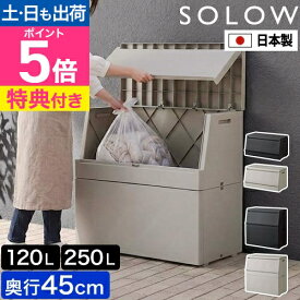 ソロウ【選べる豪華特典】 出し入れがスムーズな屋外ストッカー 120L/250L 屋外ゴミ箱 ベランダ収納 物置 収納ボックス マルチストレージボックス 屋外収納 屋外ボックス ごみ箱 おしゃれ スリム 奥行45 フタ付き 蓋つき 大容量 SOLOW