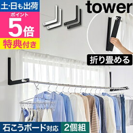 【選べる豪華特典】 山崎実業 ウォール折り畳み物干し竿ホルダー タワー 2個組 石こうボード壁対応 4903208019217 4903208019224 物干しハンガー 物干しラック 洗濯物干し 折りたたみ 室内 壁付 壁掛け tower 壁面収納 yamazaki タワーシリーズ