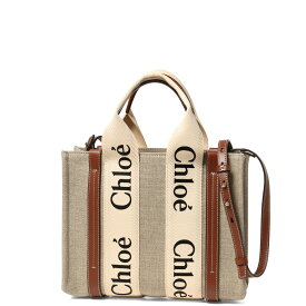 クロエ CHLOE トートバッグ レディース CHC22AS397 I26 90U ショルダー付 バッグ スモール WOODY ウッディ WHITE-BROWN 1 ベージュ/ブラウン