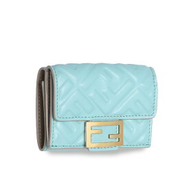 フェンディ FENDI 三つ折り財布 レディース 8M0395 AT00 F1PQI マイクロ AQUIFER+TORTORA+OS ライトブルー