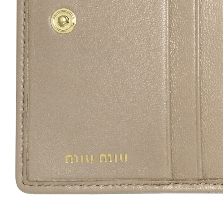 ミュウ ミュウ MIU MIU 財布 レディース 5MV204 N88 F0770 二つ折り財布 MATELASSE CAMMEO ベージュ  : インポートショップ ＤＯＵＢＬＥ