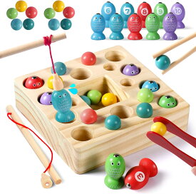 【楽天スーパーSALE10%OFF】玩具 女の子 男の子 おもちゃ 3 in 1 魚釣りゲーム 明るい色の木製魚釣り玩具 玩具女の子用 子供 おもちゃ 磁石玩具 子供に 玩具 玩具収納 マグネット 女の子玩具 木製ビーズ 誕生日プレゼント