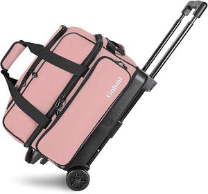 ★楽天2位★ボーリングバッグ 2個用 2ボール収納可能 ボーリング用品 ボーリングシューズ収納 ダブルローラー コンパート メント付き ホイール付き ボールボウリングバッグ 格納式ハンドル