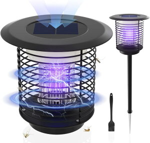 「P20+10%OFFクーポン」電撃殺虫器 ソーラー 蚊取り 殺虫灯 防水 照明/蚊取り両方使用可能 捕虫器 アウトドア 省エネ LED誘虫灯 電気ショック USB充電 薬剤不用 捕虫 殺蚊 殺虫ライト 蛾 蚊 コバ