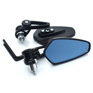 「P20+10%OFFクーポン」汎用 防眩 アルミ バーエンドミラー バイク 左右セット 自転車 オートバイ 防眩鏡 防眩ミラー ロードバイク 360度 角度調整