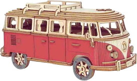 木製プラモデル 立体パズル プラモデル 車 木の車 木製 知育 3D ウッドパズル 大人 子供 木 大人向け 子供向け 玩具 オモチャ 知育玩具 天然木 指先 トレーニング 脳トレ 組み立て フォルクス ワーゲン バス クラフト 工作 キット DIY 子ども 誕生日 クリスマス プレゼント