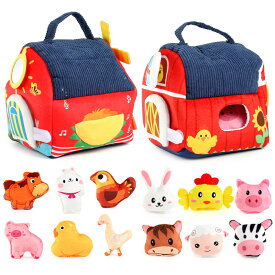 ベビーおもちゃ - 発達 文字 認識 ゲーム,ぬいぐるみの納屋と農場動物,クリスマス イースター 誕生日 ベビーシャワー ストッキング スタッファー 就学前 家庭 学校 向け