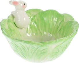 イースター キャンディー 食器 ボウル 15Cm セラミック かわいい キャベツ うさぎ バニー 形 ボウル 食べ物 おやつ 取り分け ボウル 食器 ご飯用 サラダ スープ ソーサー キッチン ギフト（スプーンを送る）（食器洗い機、電子レンジ、オーブンには対応していません）