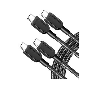 �A���J�[�W���p�� ANKER 310 ���ϋv�i�C���� USB-C��USB-C �P�[�u�� 1.8m �u���b�N B81E60111�p�b�N�i2�{�j
