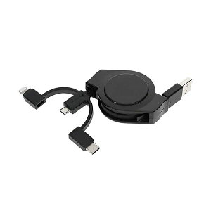 オウルテック巻取り3in1ケーブル ブラック 1m OWL-CBR2AMLC10-BK 1個 AV デジタル デジタル家電 PC PC周辺機器 PCアクセサリー PCサプライ・消耗品 家電 パソコン・周辺機器 ケーブル・ケーブルカバー