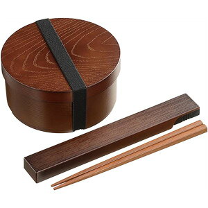 カクセー 曲げわっぱ風 弁当箱 箸と箸ケースのセット (袋入) 茶 TW-12 丸型 キッチン用品・食器・調理器具 日用雑貨・キッチン用品 お弁当 キッチン 弁当箱・水筒 お弁当グッズ 水筒 ボト