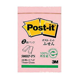 住友スリーエム ポストイット(R) 再生紙 2個入り 横25×縦75mm 500RP-PN ピンク 2個入 【×10セット】 【 セット販売 まとめ買い 割引 オフィス 文房具 文具 業務用 オフィス用品 】 文具 オフィス用品 付箋紙 ポストイット