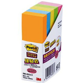 3M スリーエム ポストイット 強粘着ふせん 75×25mm ネオンカラー5色 500-5SSAN 1パック（5冊） 【×5セット】 【 セット販売 まとめ買い 割引 オフィス 文房具 文具 業務用 オフィス用品 】 文具 オフィス用品 付箋紙 ポストイット