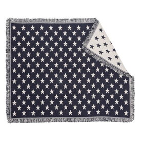 ひざ掛け 毛布 130×150cm 長方形 ブルー ポリエステル・コットン 星柄シートブランケット リビング ベッドルーム 在宅ワーク