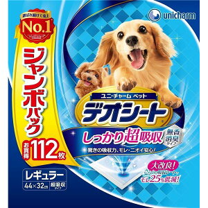ユニ・チャーム デオシート 超吸収無香消臭レギュラー112枚 【ペット用品】【×4 セット】 【お徳用 まとめ買い お買い得 業務用 割引 セット販売】 【 ペットフード ・ ペット用品 犬用品 猫