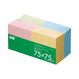 TANOSEE タノシー（大塚商会) エコふせん キューブ 75×75mm 4色 1パック（4冊） 【×4セット】 【 セット販売 まとめ買い 割引 オフィス 文房具 文具 業務用 オフィス用品 】 文具 オフィス用品 付箋紙 ポストイット