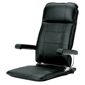 MF-本革 座椅子 フロアチェア ブラック 【完成品】 椅子 家具 座椅子 和室 こたつ