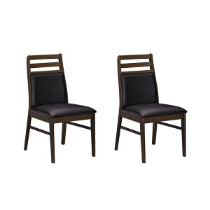 ダイニングチェア / 食卓椅子 【2脚セット ダークブラウン】 幅46cm PVC 木製 完成品 〔リビング 在宅ワーク〕 【椅子 チェアー 業務用 PC オフィス オフィスチェアー チェア 会議室 PCチェアー