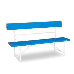 ベンチ 背付 1500 青 ブルー W1505×D516×H740mm 座面両端安全カバー付 テラモト