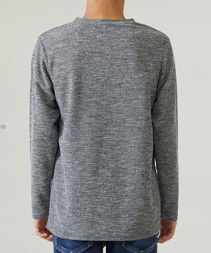 ロングTシャツメンズ長袖ロンTロングTシャツロンティー無地スラブ二重臼Vネックカットソーimproves