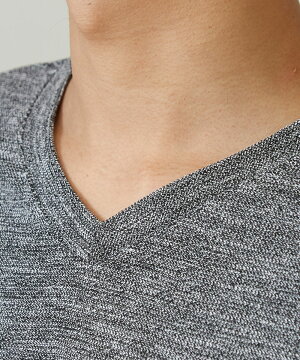 ロングTシャツメンズ長袖ロンTロングTシャツロンティー無地スラブ二重臼Vネックカットソーimproves