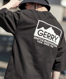 GERRY ジェリー 別注プリント 半袖Tシャツ メンズ レディース ボックスロゴ トレッキング バックプリント ブランド カットソー プリント ワンポイントプリント アウトドア ストリート アメカジ 古着MIX スケーター ホワイト ブラック イエロー カーキ ブルー