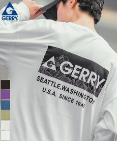 長袖Tシャツ メンズ レディース GERRY ジェリー 別注ワンポイント ロンT カットソー バックプリント ボックスロゴ アウトドア ストリート アメカジ 古着MIX ホワイト ブラック