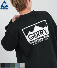 【SALE / 10%OFF】トレーナー メンズ レディース GERRY ジェリー クルーネック 裏起毛 スウェット バックプリント ボックスロゴ 大きいサイズ オーバーサイズ ゆったり アウトドア ストリート アメカジ グリーン ブルーグレー ブラック ネイビー