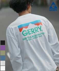 【SALE / 30%OFF】長袖Tシャツ メンズ レディース GERRY ジェリー 別注プリント ロンT カットソー バックプリント ワンポイントプリント アウトドア ストリート アメカジ 古着MIX ホワイト ブラック パープル ブルー カーキ