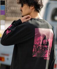 【SALE / 30%OFF】長袖Tシャツ メンズ レディース GERRY ジェリー 別注プリント ロンT カットソー バックプリント 転写 スクエアロゴ アウトドア ストリート アメカジ 古着MIX ホワイト ブラック パープル ブルー カーキ