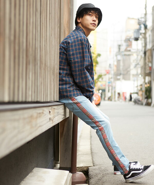 楽天市場 サイドライン デニムパンツ メンズ デニム ラインパンツ 韓国 ファッション スキニーパンツ スキニー ジーンズ ダメージ スキニーデニムパンツ ストレッチ チェック パンツ Improves Improves