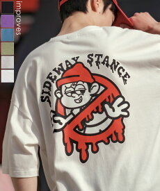 半袖Tシャツ メンズ レディース SIDEWAY STANCE サイドウェイスタンス オリジナルプリント グラフィック カットソー 通行止め バスターズ マスコット オーバーサイズ 大きめ アメカジ カジュアル スケーター ストリート 韓国ファッション