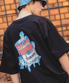 半袖Tシャツ メンズ レディース SIDEWAY STANCE サイドウェイスタンス オリジナルプリント グラフィック カットソー トマト缶 ボーイ マスコット オーバーサイズ 大きめ アメカジ カジュアル スケーター ストリート 韓国ファッション