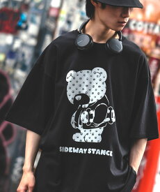 半袖Tシャツ メンズ レディース SIDEWAY STANCE サイドウェイスタンス オリジナルプリント グラフィック カットソー モノグラム ベア オーバーサイズ 大きめ アメカジ カジュアル スケーター ストリート 韓国ファッション