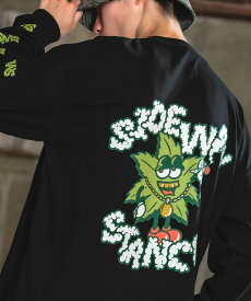 長袖Tシャツ メンズ レディース SIDEWAY STANCE サイドウェイスタンス オリジナルプリント グラフィック ロンT ヘンプリーフマスコット アメカジ カジュアル スケーター ストリート 韓国ファッション