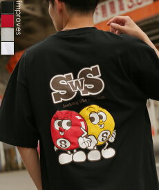 半袖Tシャツ メンズ レディース SIDEWAY STANCE サイドウェイスタンス オリジナルプリント SWS's エイトボール グラフィック カットソー 大きめ アメカジ カジュアル スケーター ストリート パロディ 古着MIX 韓国ファッション